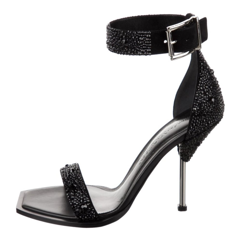 Alexander McQueen Suede Crystal Embellishments Sandals